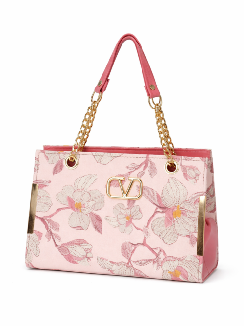 Index - Classy Women's Sling bag with Gold Chain - Pink