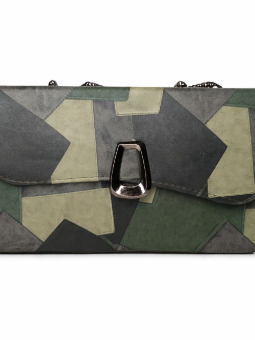 Olive Luxe Patchwork Clutch
