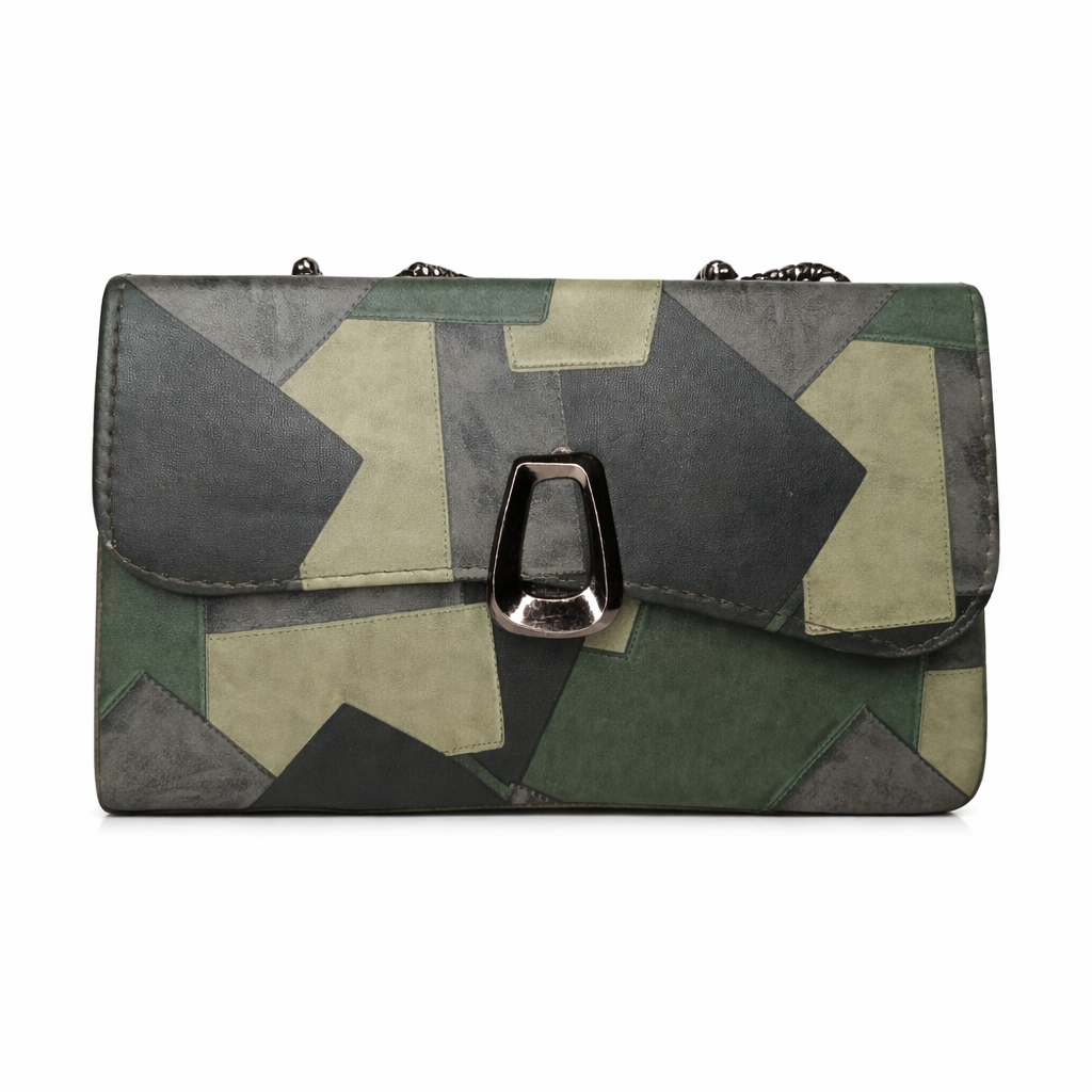 Olive Luxe Patchwork Clutch