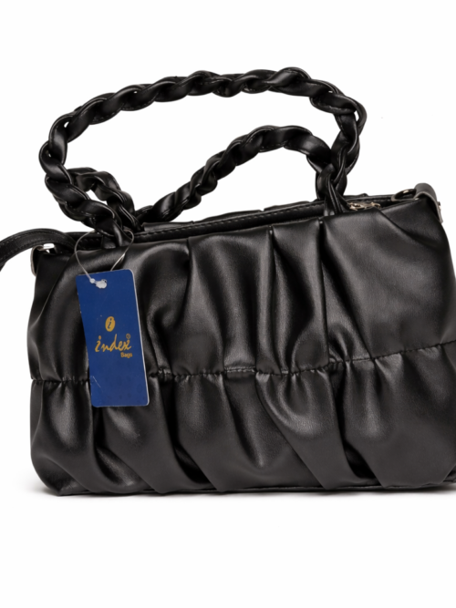 Index Luxe Ruched Handbag – Black