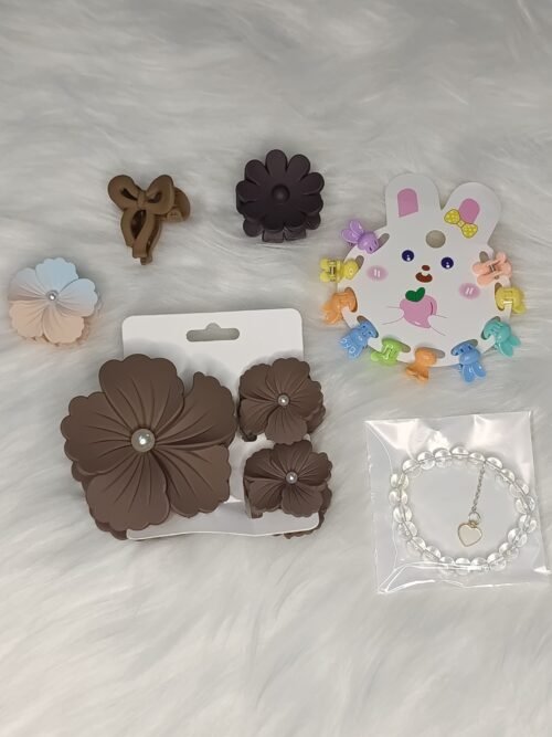 Premium Matte finished Korean clips Combo - Pastel Brown