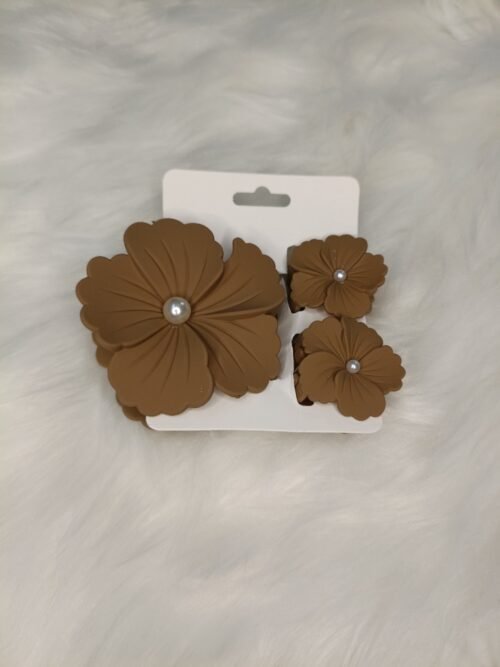 Premium Matte finished Korean clips 3Pcs Combo - Pastel Brown