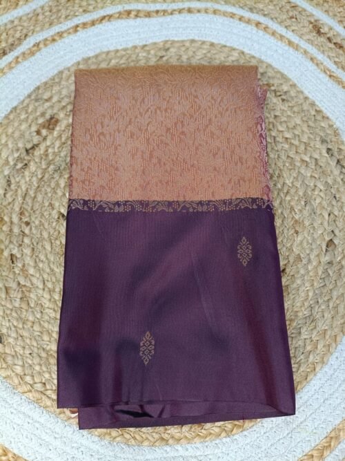 Premium Kanchi Silk - Rose Gold/Wine