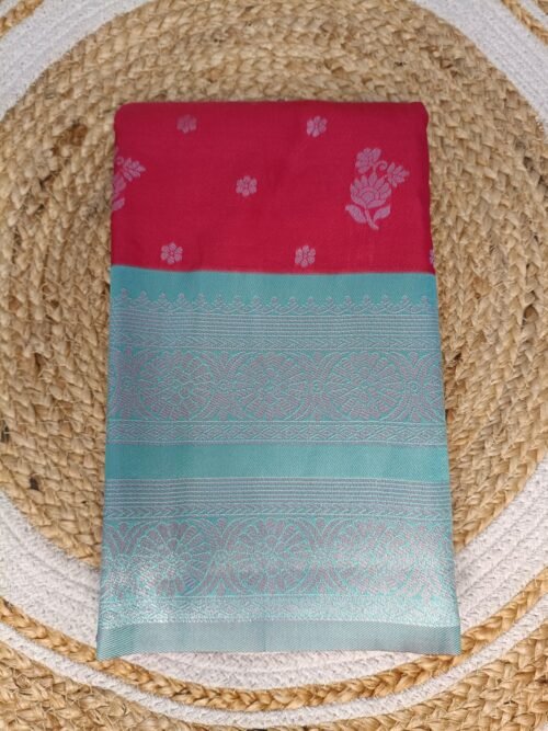 Premium Kanchi Silk - Red/Aqua