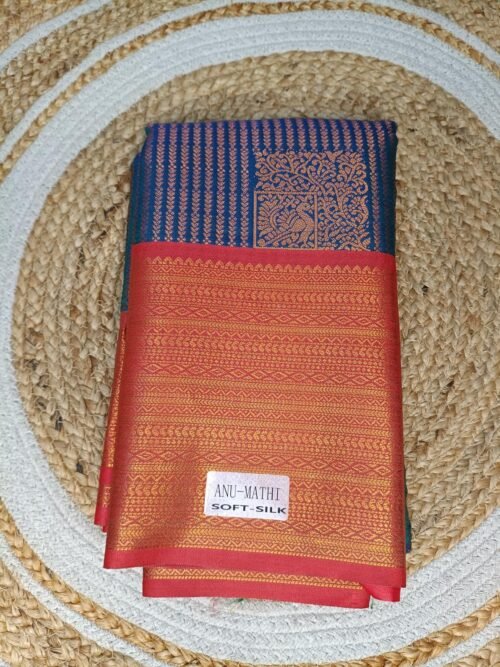 Soft Silk - Vaira oosi Saree - Peacock Green (Dual Shade)