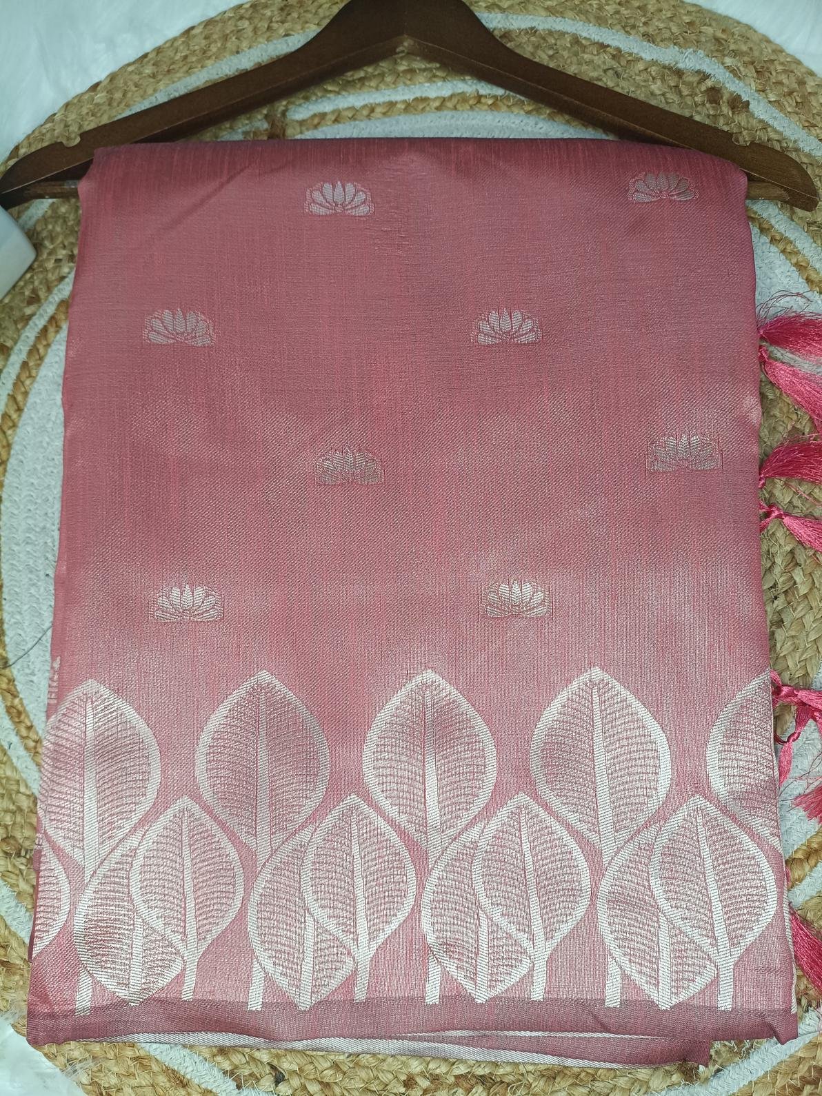 Premium Silk Cotton Saree with leaf pattern