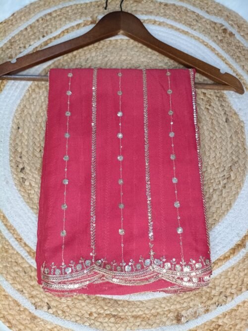 Fandy Silk Saree with Embroidery sequence work - Pink