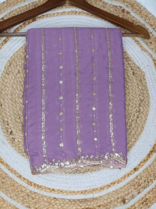 Fandy Silk Saree with Embroidery sequence work - Lavender