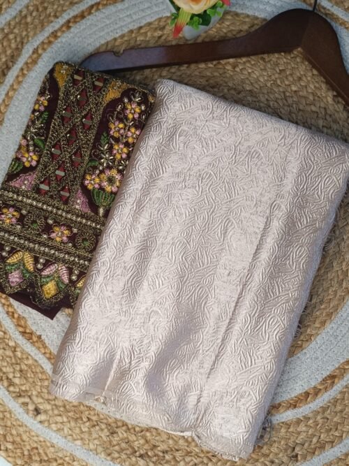 Premium Satin Saree with mirror work blouse - Pastel Brown