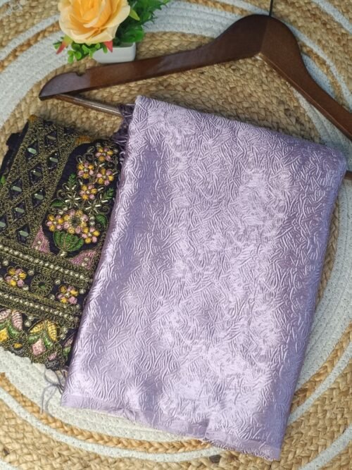 Premium Satin Saree with mirror work blouse - Lavender