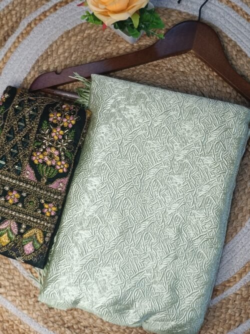 Premium Satin Saree with mirror work blouse - Pastel Green