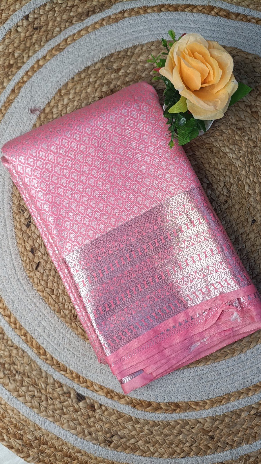 Premium Semi Silk saree - Peach Pink