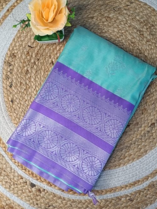 Premium Kanchi Silk Saree - Aqua Green