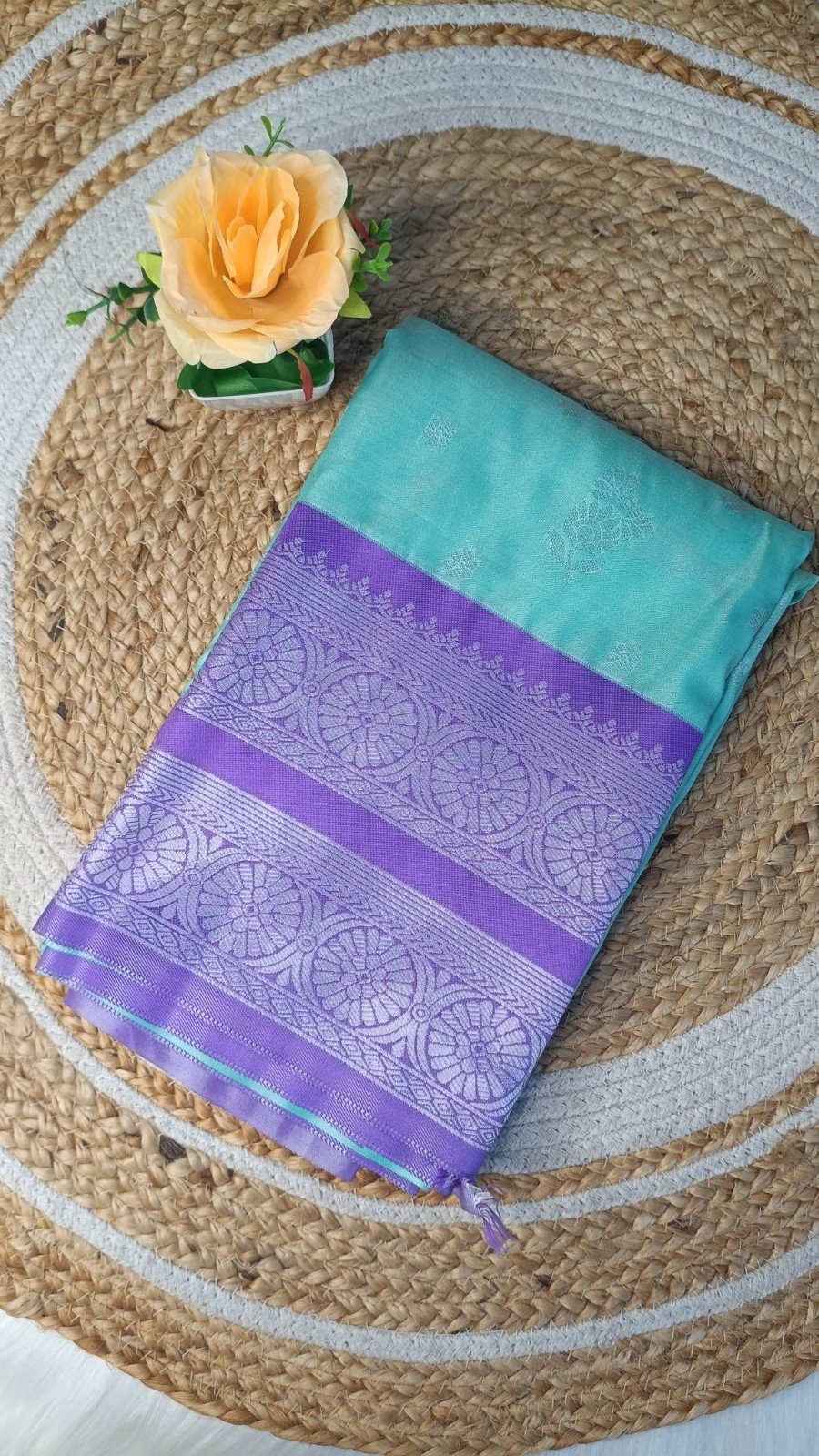 Premium Kanchi Silk Saree - Aqua Green