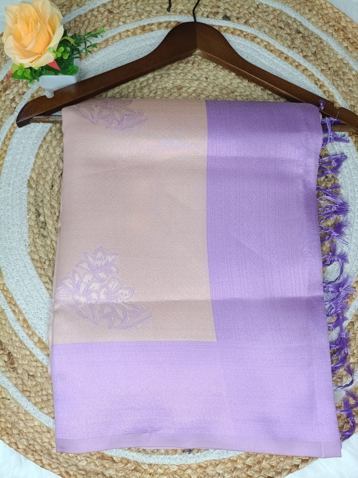 Soft Silk saree with Flower Motif - Peach