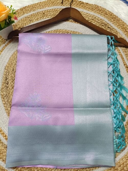 Soft Silk saree with Flower Motif - Lavender